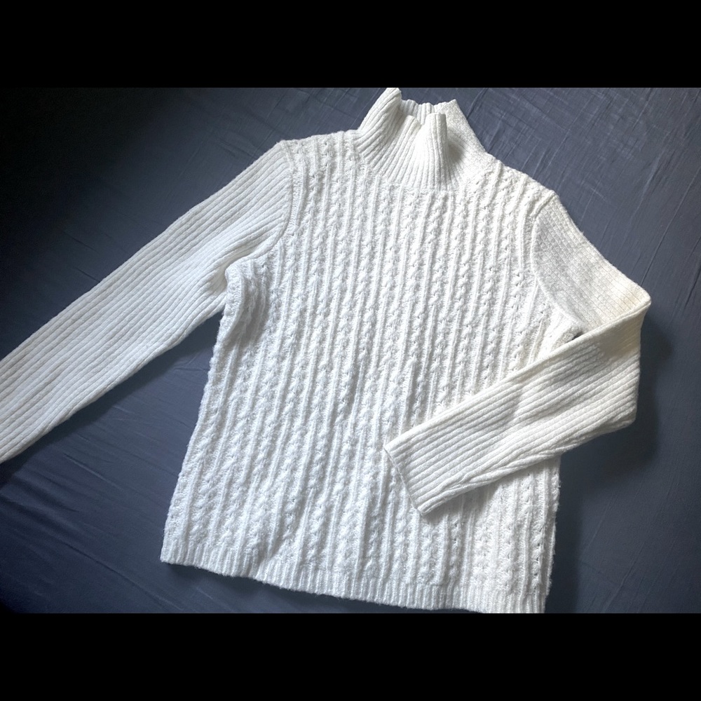White Mock Neck Sweater